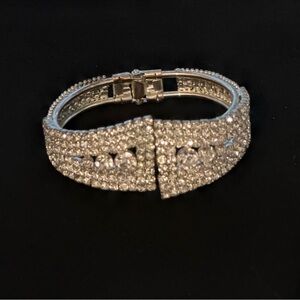 Sparkling Paved Rhinestone, Silver Cuff Bracelet